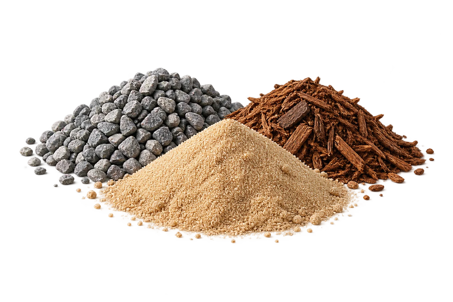 Gravel, sand and mulch samples
