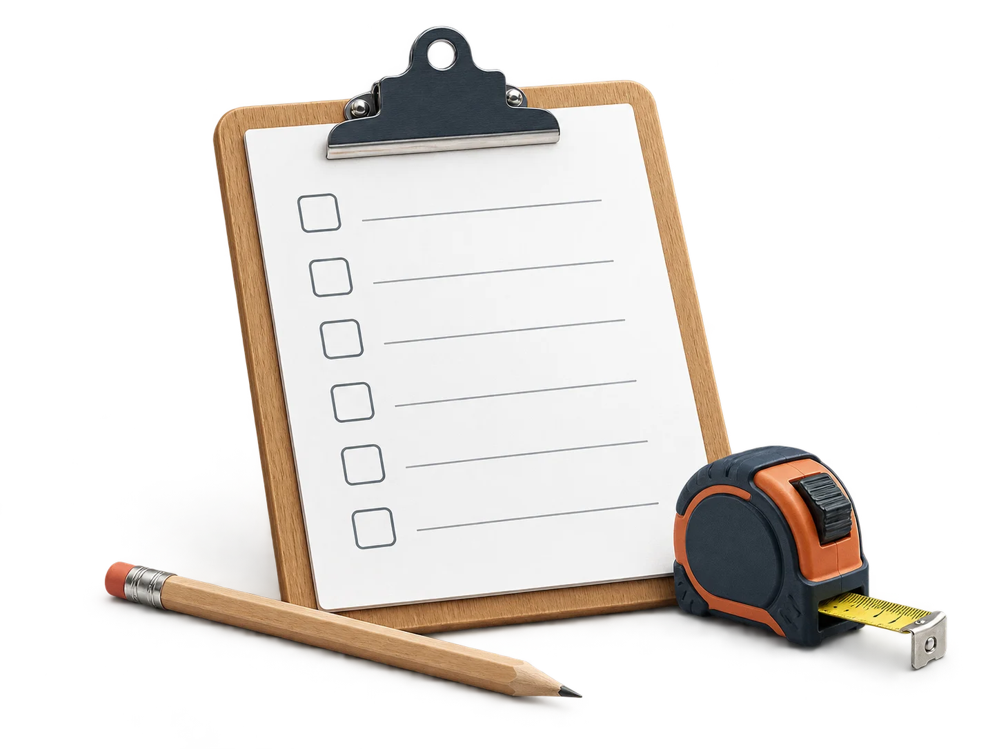 A material checklist and measuring tools